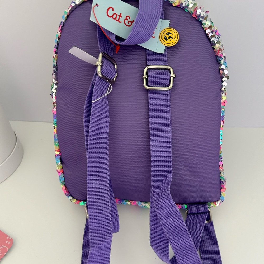NWT Cat and Jack Sequined Backpack with Adjustable Straps and large front pocket - Picture 8 of 14
